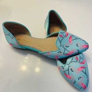 Flamingo D’Orsay Satin Flats - Mint And Pink New